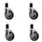 Service Caster 5'' Maroon Poly Swivel 1-3/4'' Expanding Stem Caster Set with Brake, 4PK SCC-EX20S514-PPUB-MRN-TLB-134-4 - alternate 1